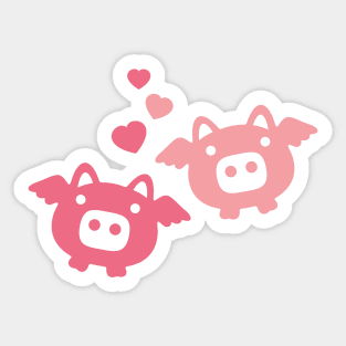 Flying Pigs in Love Sticker